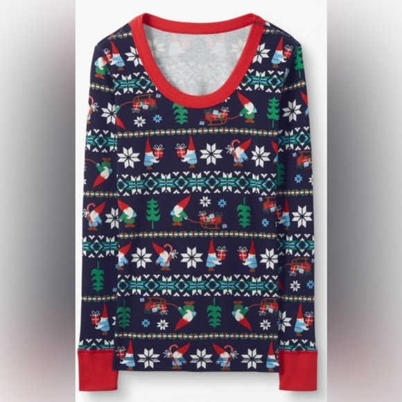 M/L Hanna Andersson Christmas Gnome Sweet Gnome Pajamas Women's M Top L Bottoms - Picture 3 of 4